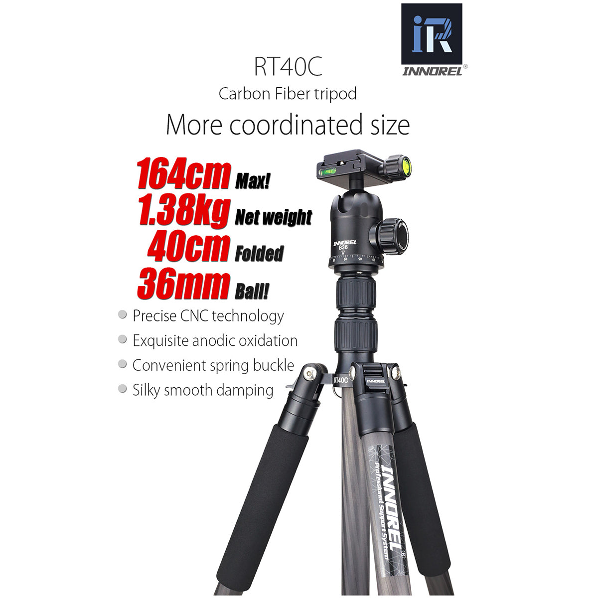 RT40C+B36 Professional Carbon Fiber tripod