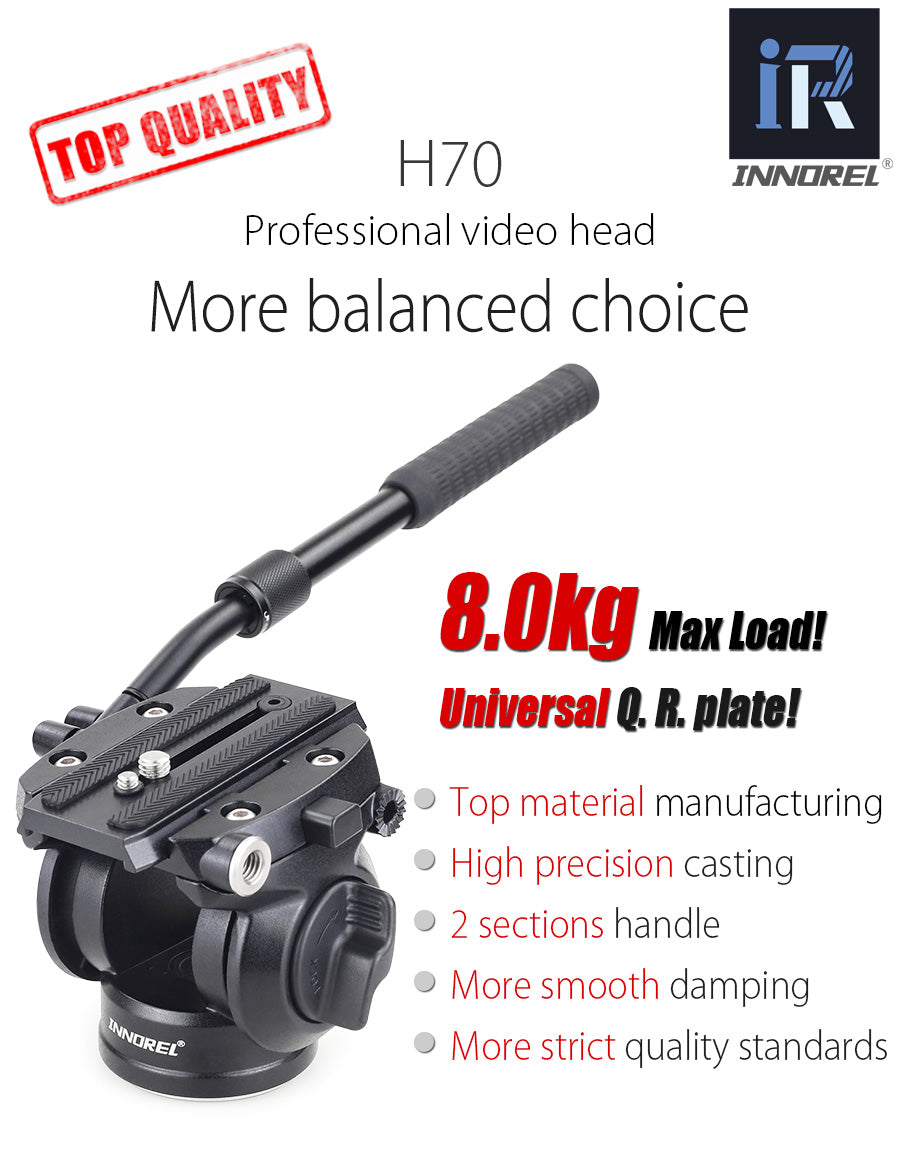 Video Tripod Head Heavy Duty Camera Fluid Drag Pan Head INNOREL H70