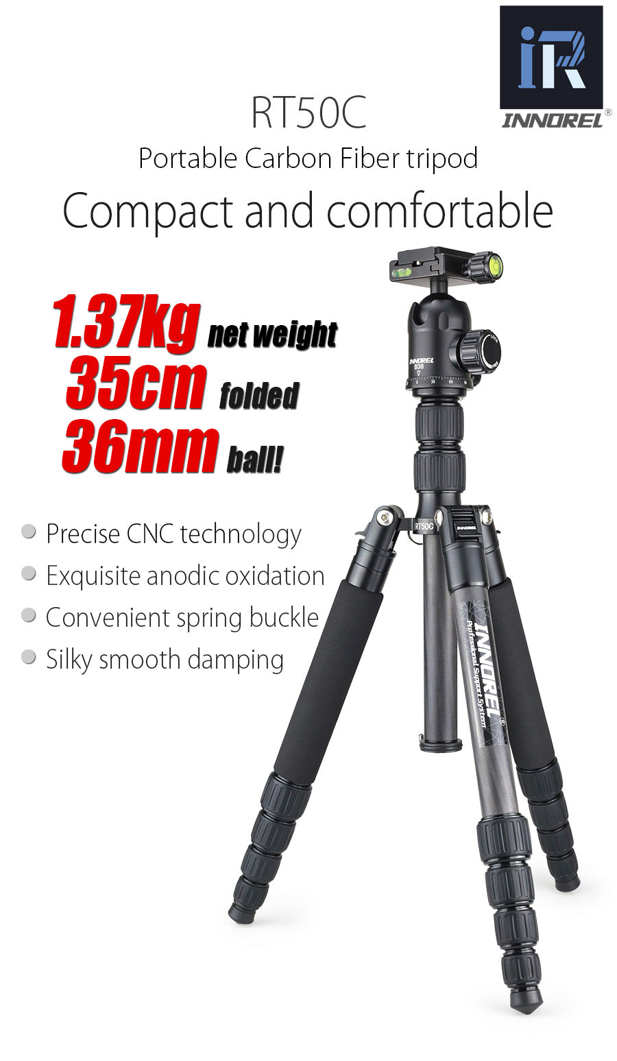 Carbon Fiber tripod monopod INNOREL RT50C