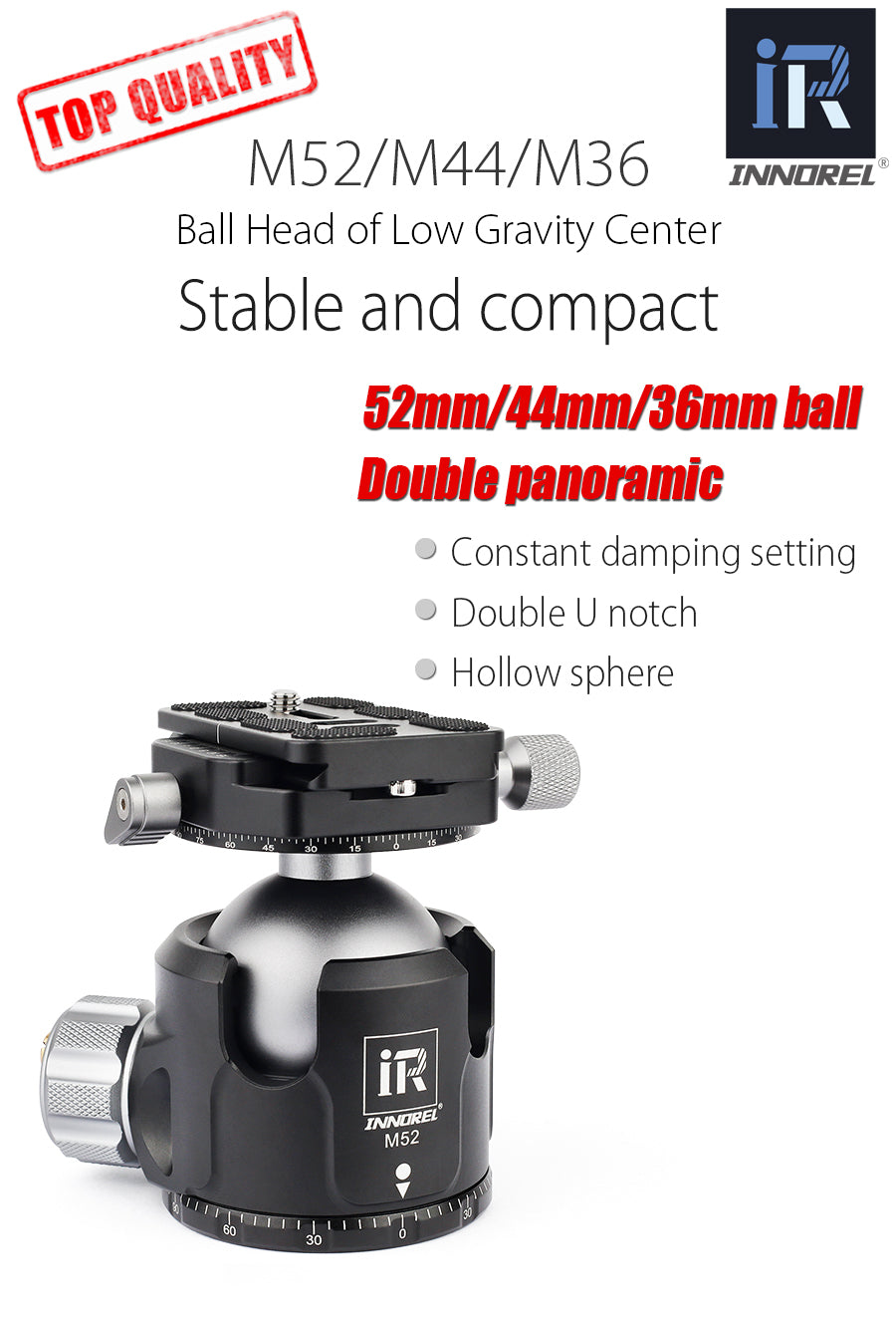 M36/M44/M52 Low Center Gravity Panoramic Ball Head