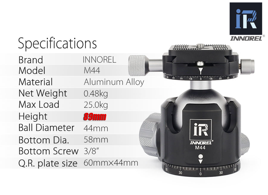 M36/M44/M52 Low Center Gravity Panoramic Ball Head