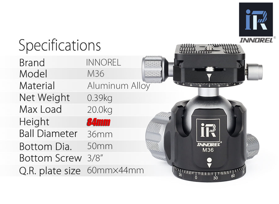 M36/M44/M52 Low Center Gravity Panoramic Ball Head