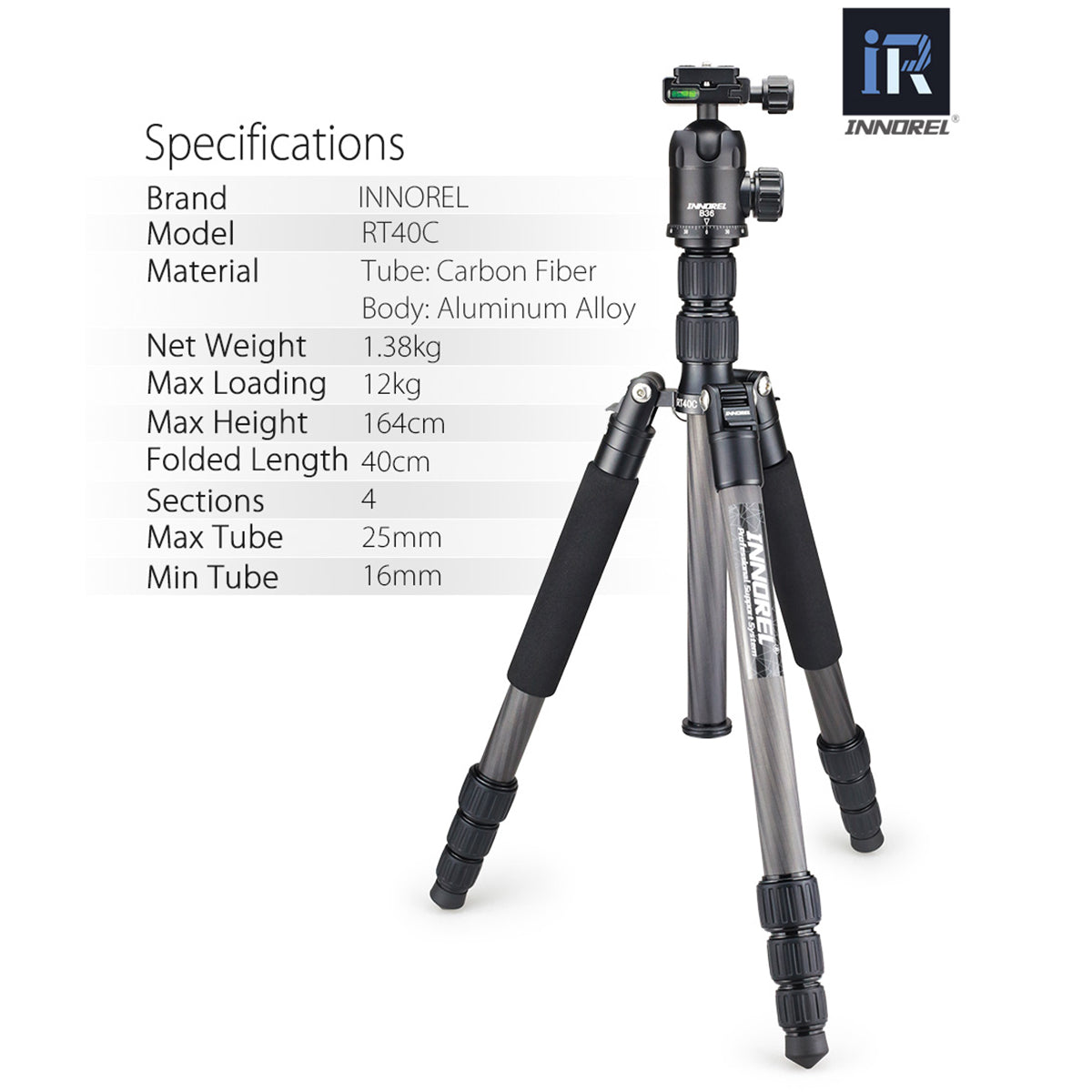 RT40C+B36 Professional Carbon Fiber tripod
