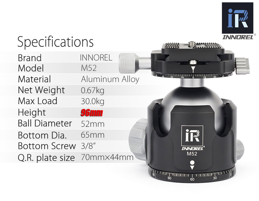 M36/M44/M52 Low Center Gravity Panoramic Ball Head