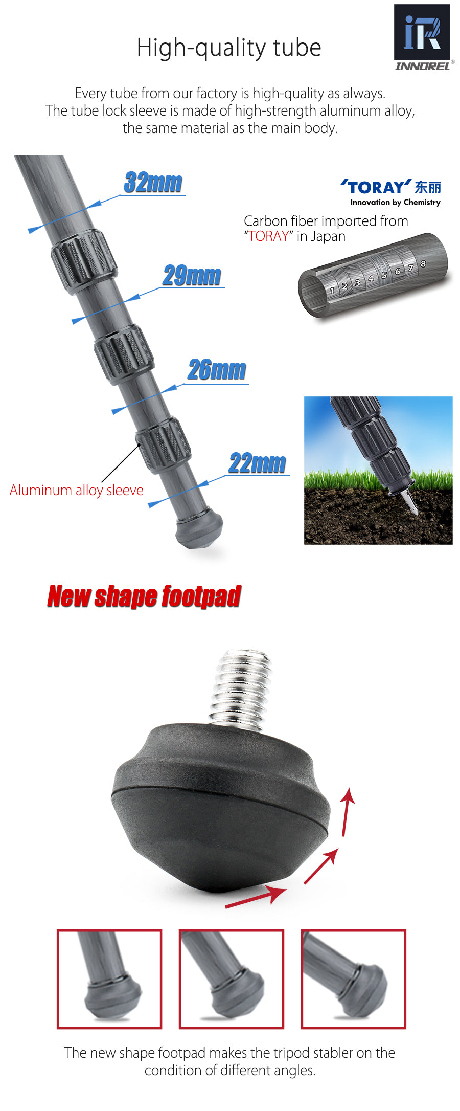 Carbon Fiber Camera Tripod INNOREL LT324C