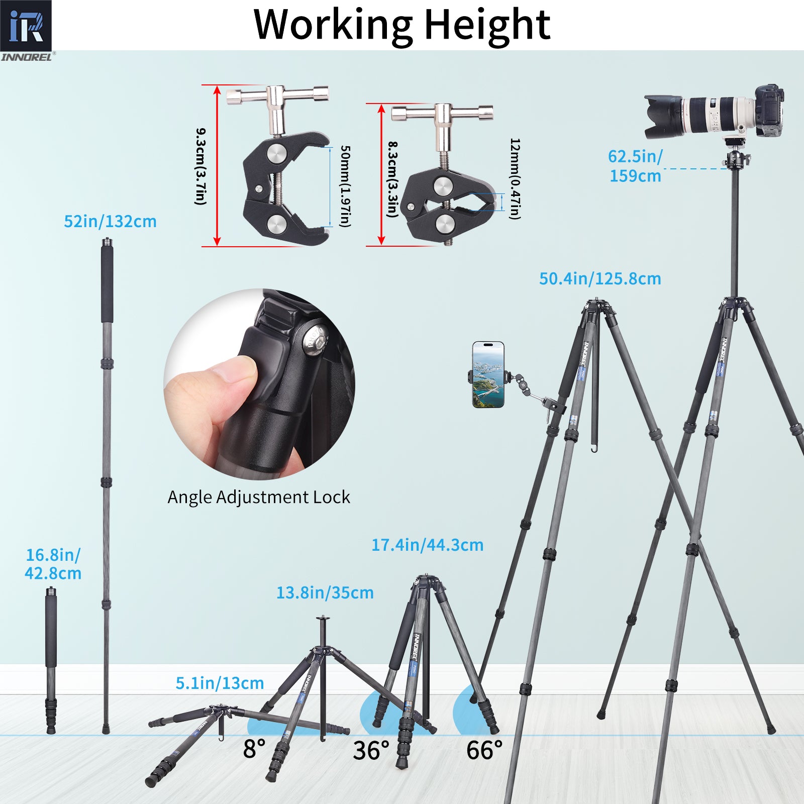 Used-Carbon Fiber Tripod INNOREL P254C for DSLR(Only Canada has inventory)