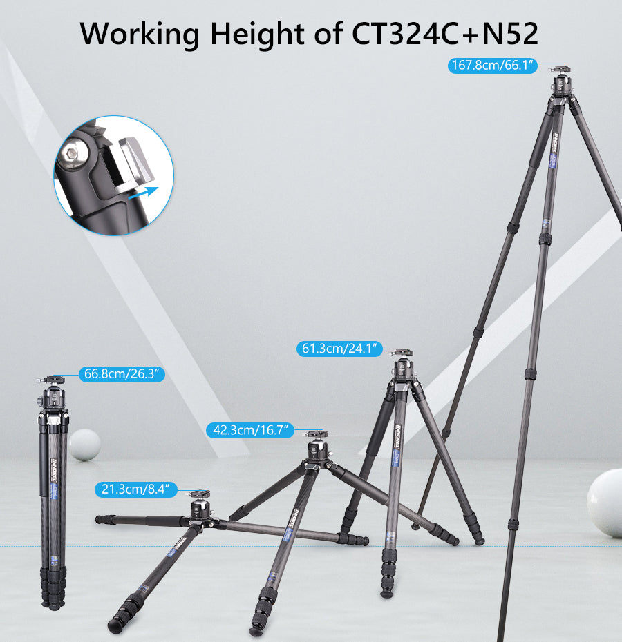 Compact Carbon Fiber Tripod with Stone Bag INNOREL CT324C