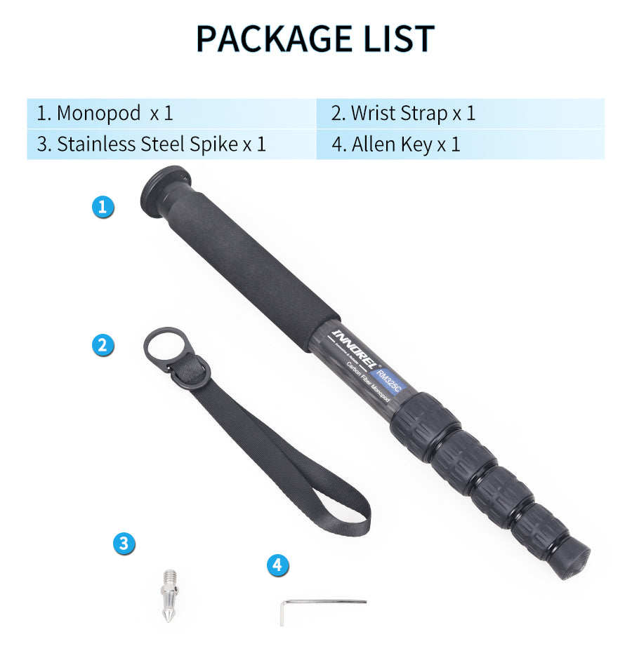 RM285C/RM325C 5-Section Carbon Fiber Monopod