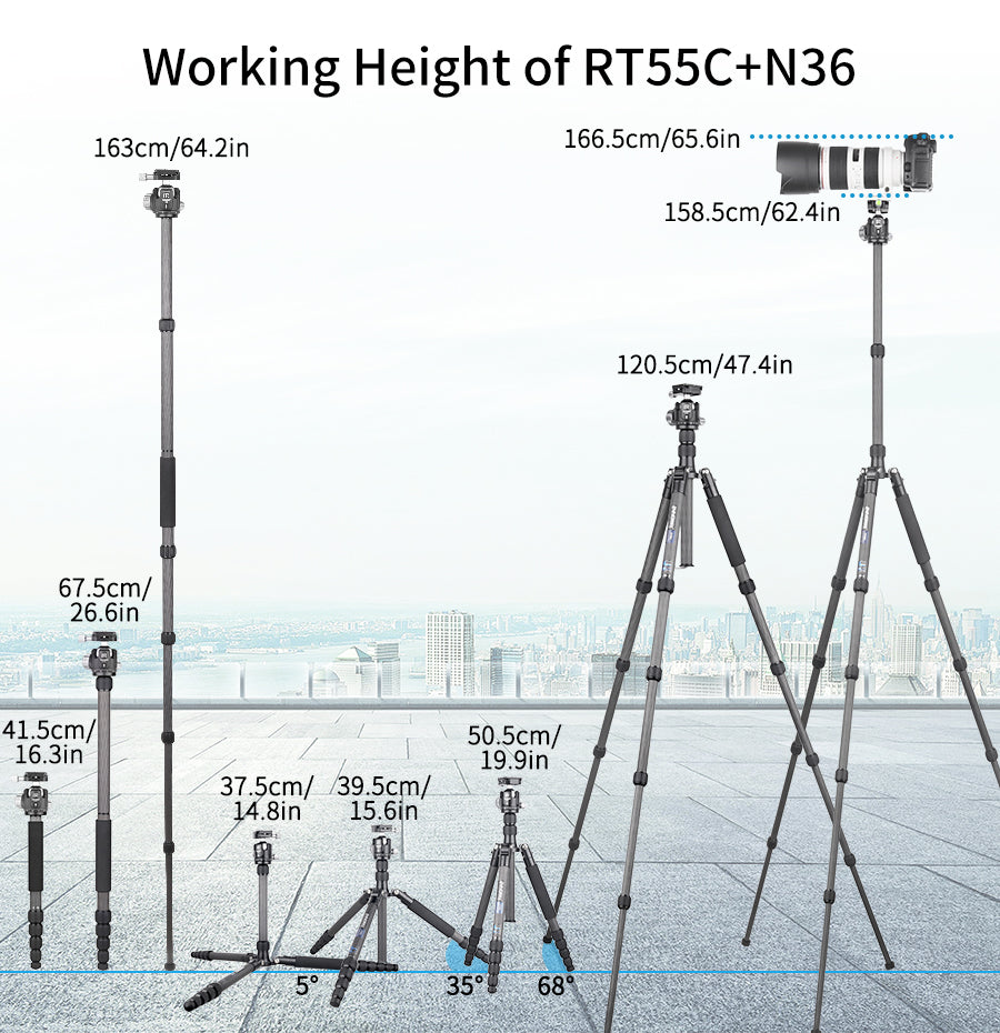 INNOREL RT55C Carbon Fiber Travel Tripod Monopod