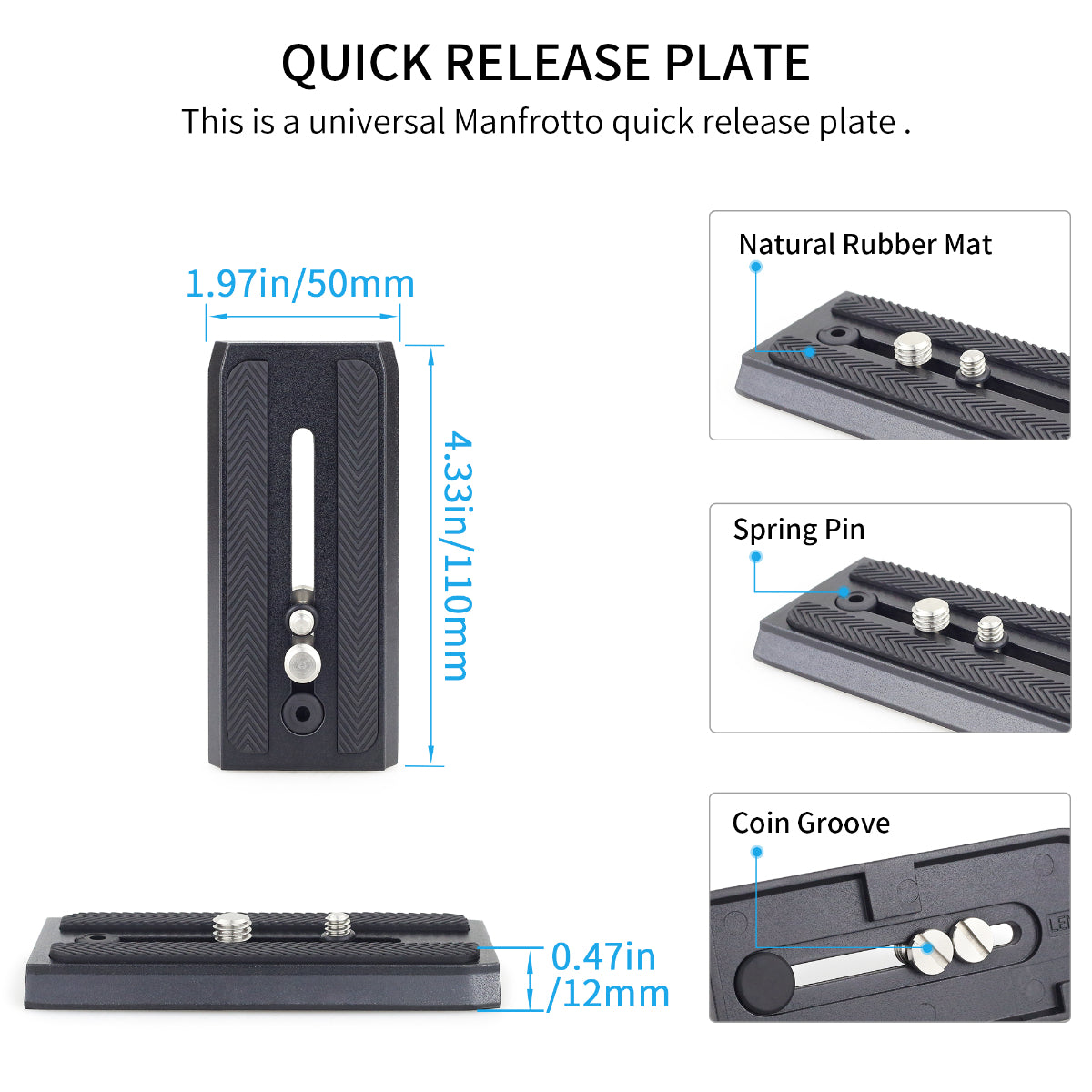 H70 with 110*50mm universal manfrotto quick release plate