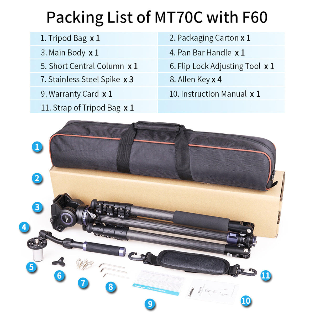 Compact Carbon Fiber Video Tripod INNOREL MT70C