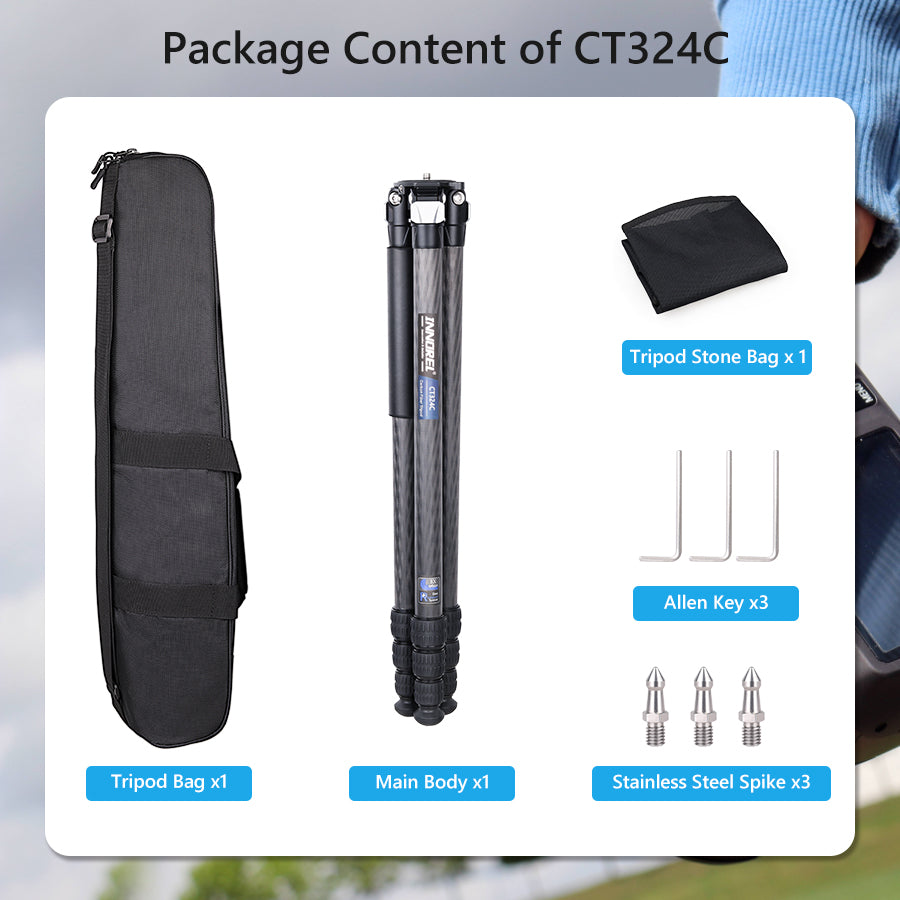Compact Carbon Fiber Tripod with Stone Bag INNOREL CT324C