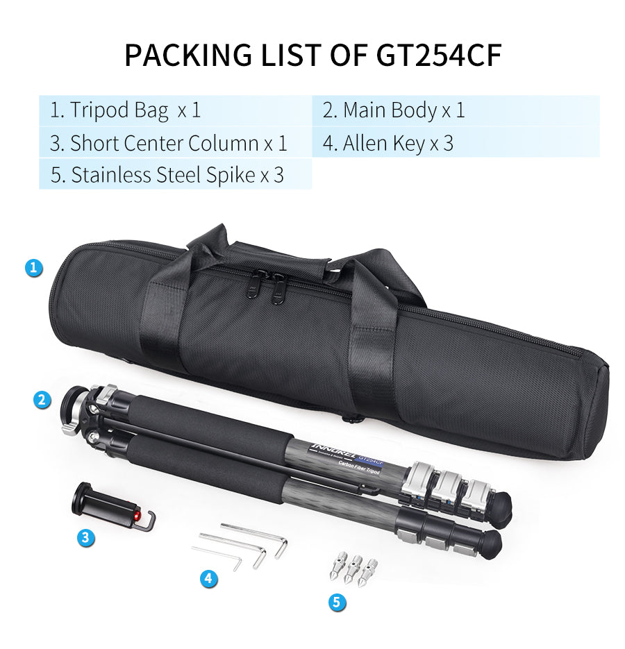 Professional Compact Portable Carbon Fiber Tripod INNOREL GT254CF