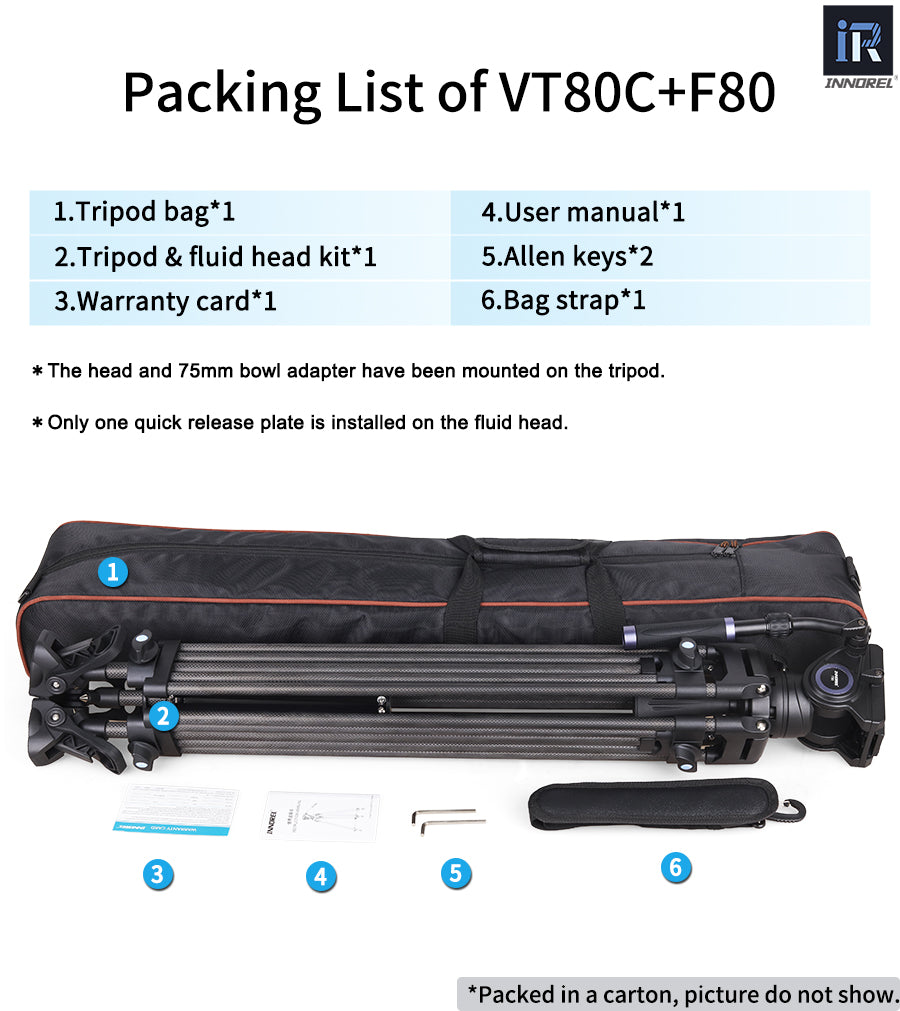 VT80C Professional Carbon Fiber Video Tripod