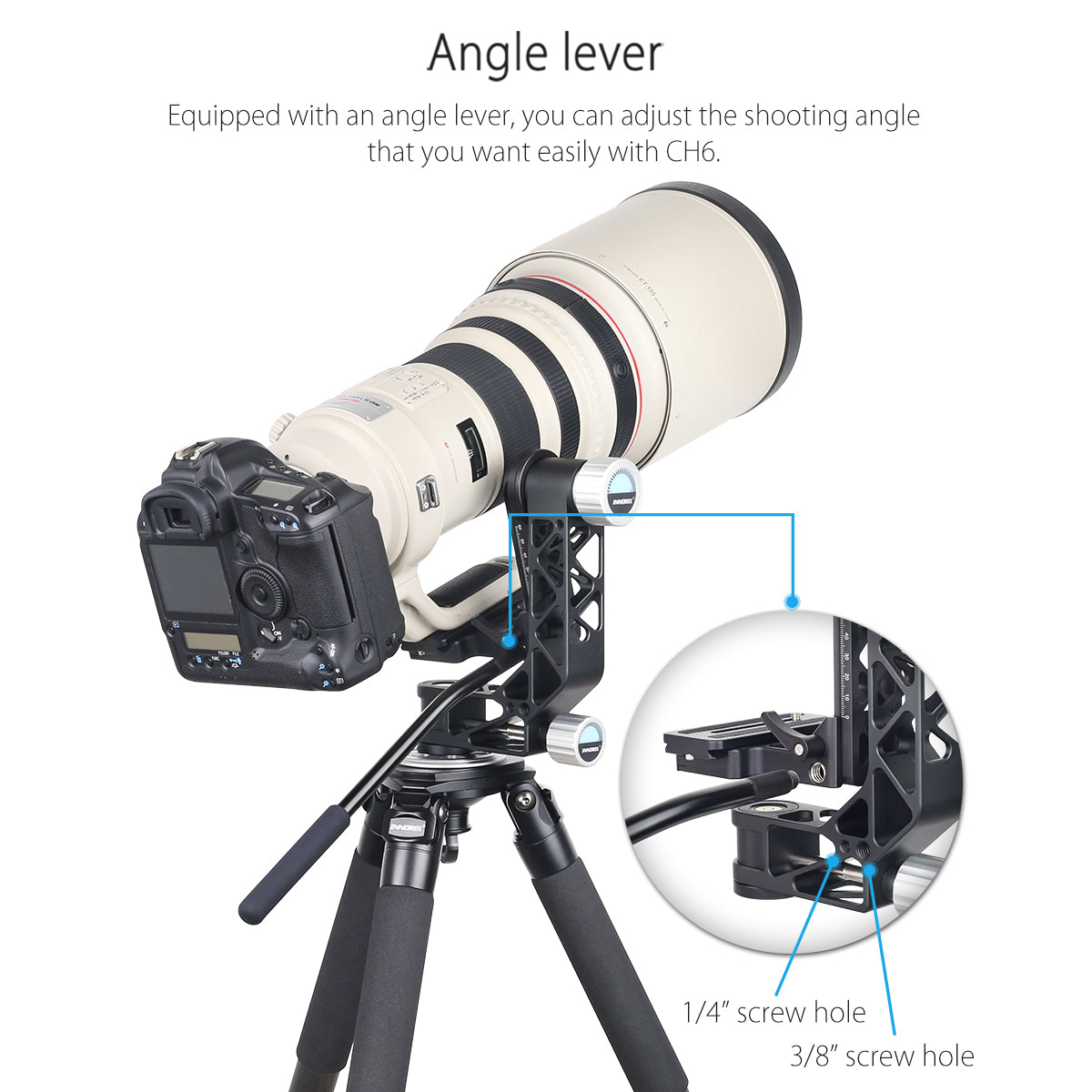 CH6 Professional Gimbal Head Cantilever Tripod Head