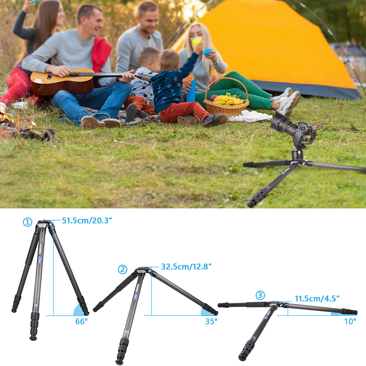 INNOREL CT284C Compact Carbon Fiber Tripod with Stone Bag