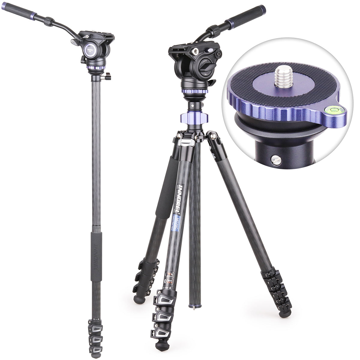 Compact Carbon Fiber Video Tripod INNOREL MT70C