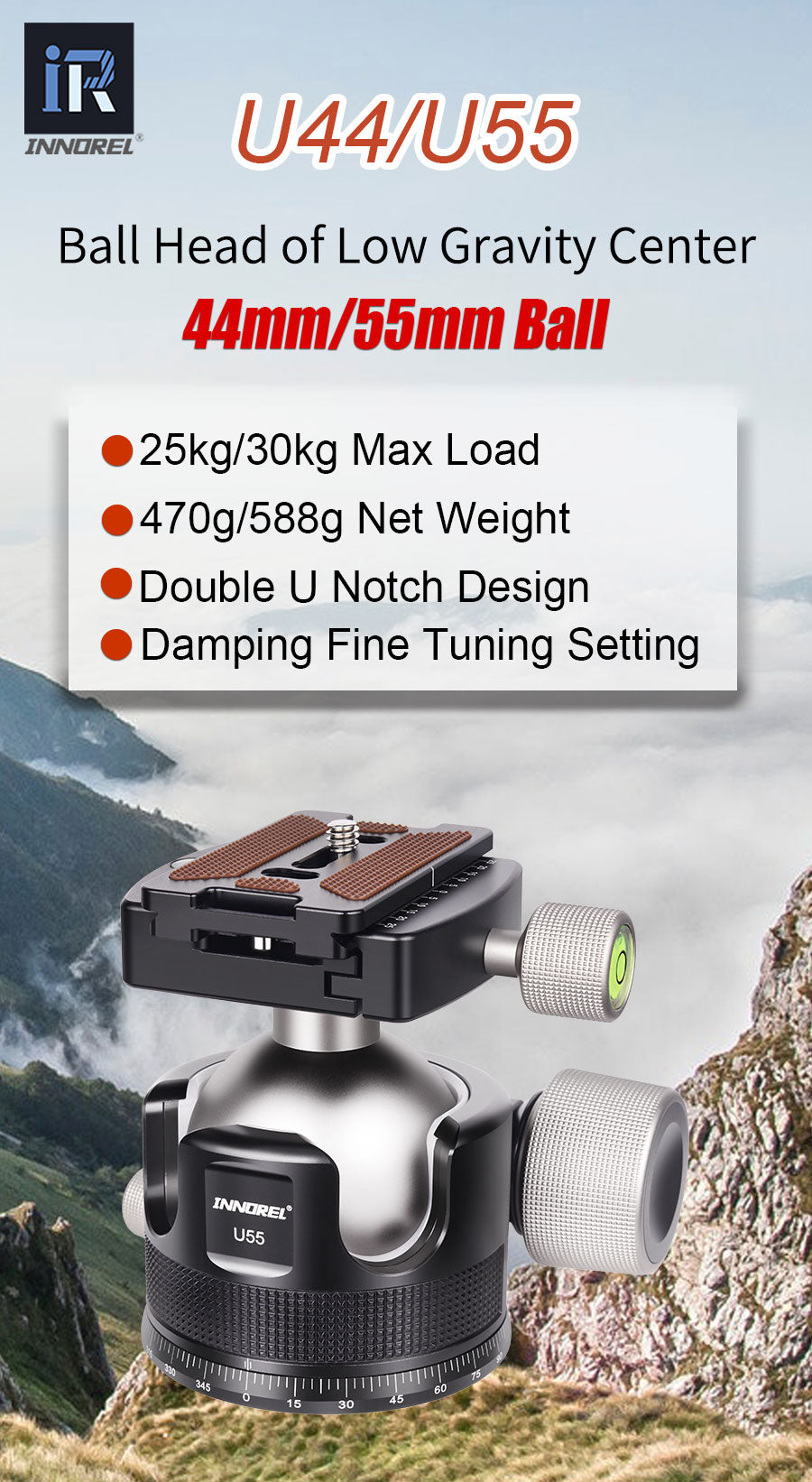 44/55mm Low Profile Ball Head INNOREL U44/U55