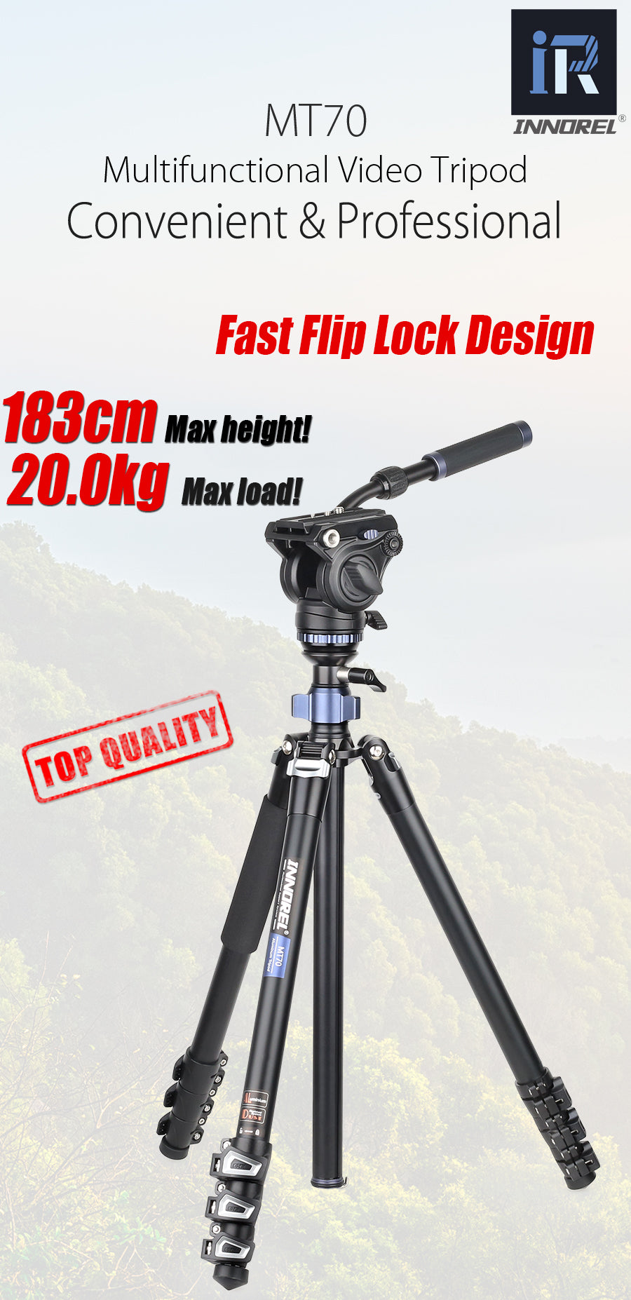Professional Multifunctional Video Tripod INNOREL MT70