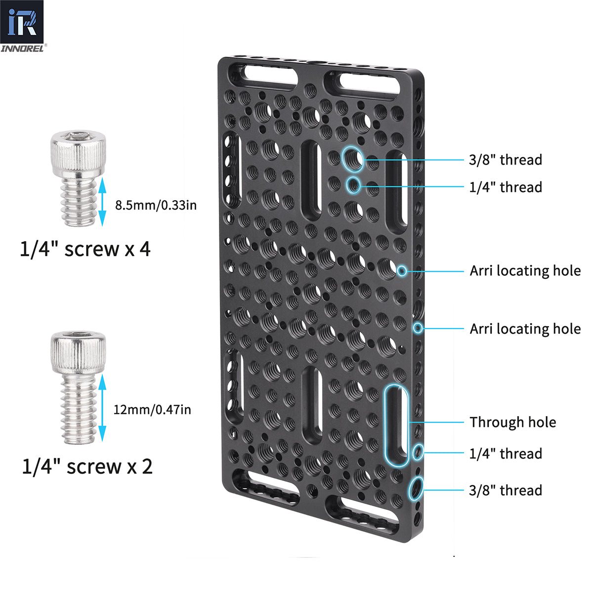INNOREL CP10 Cheese Plate with 1/4" & 3/8" Threads Arri locating hole