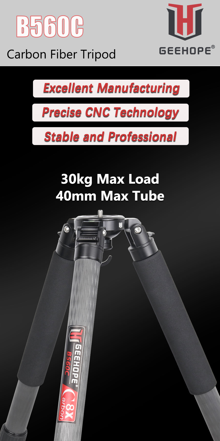 Clearance sale GEEHOPE B560C Professional Heavy Camera Tripod （Only Europe has inventory)