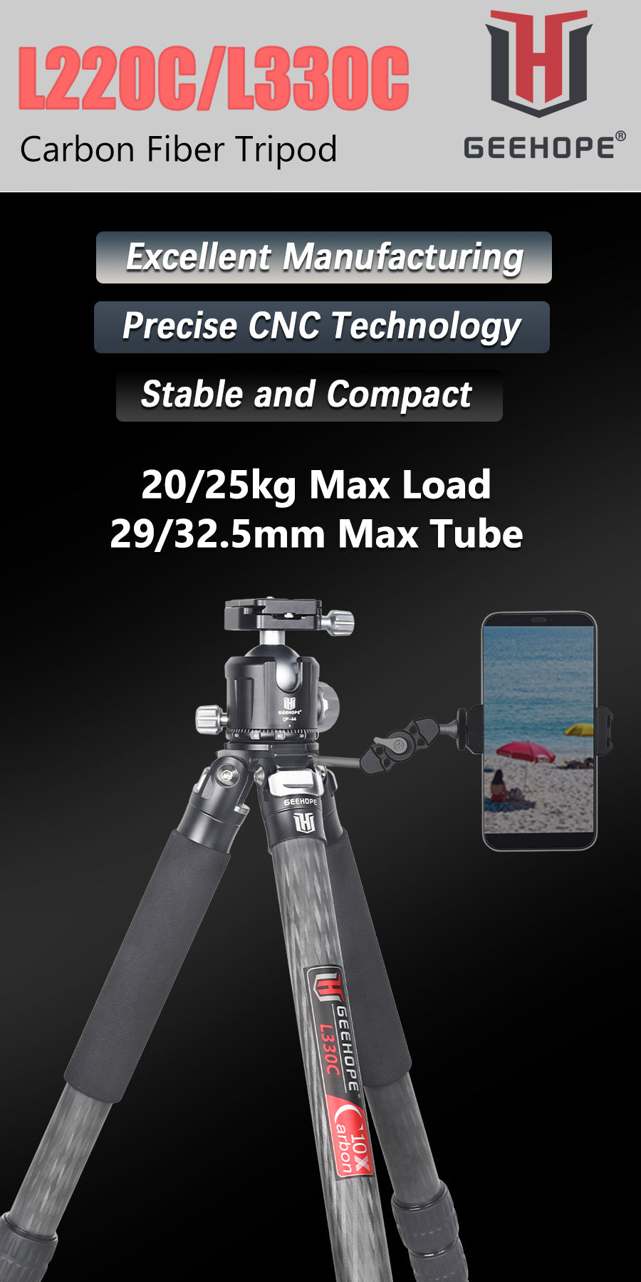 Clearance sale L330C Compact Carbon Fiber Tripod (Only Europe has inventory)