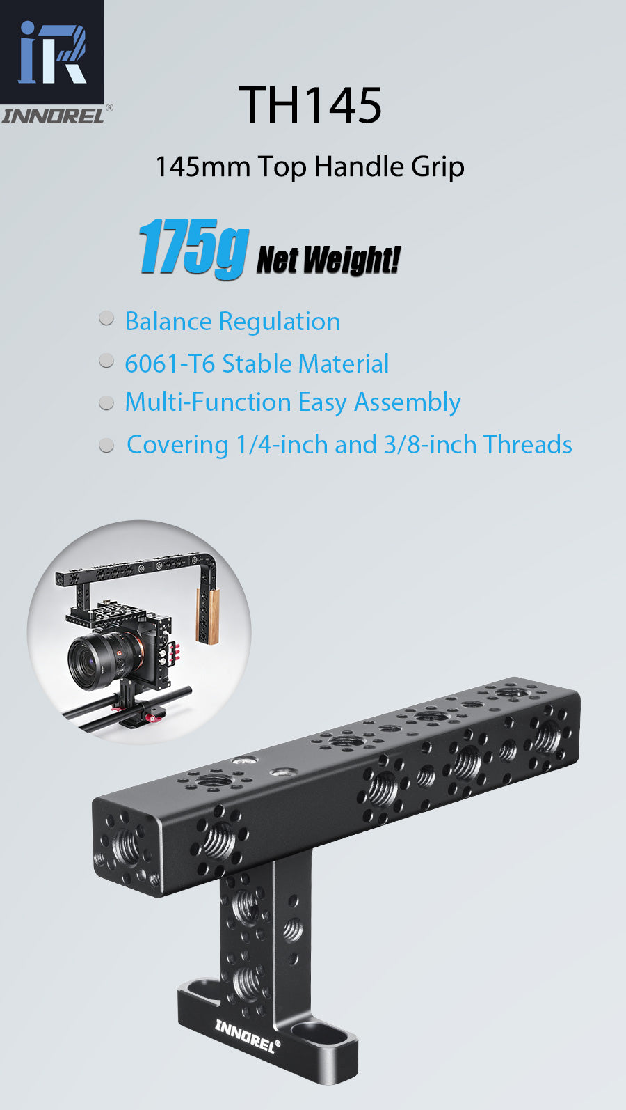 INNOREL TH145 long Universal Camera Top Handle Grip with the Standard 1/4