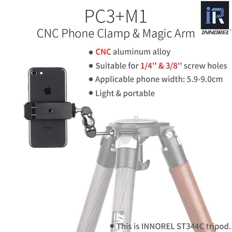 INNOREL PC3+M1 Pince de fixation pour téléphone et bras articulé