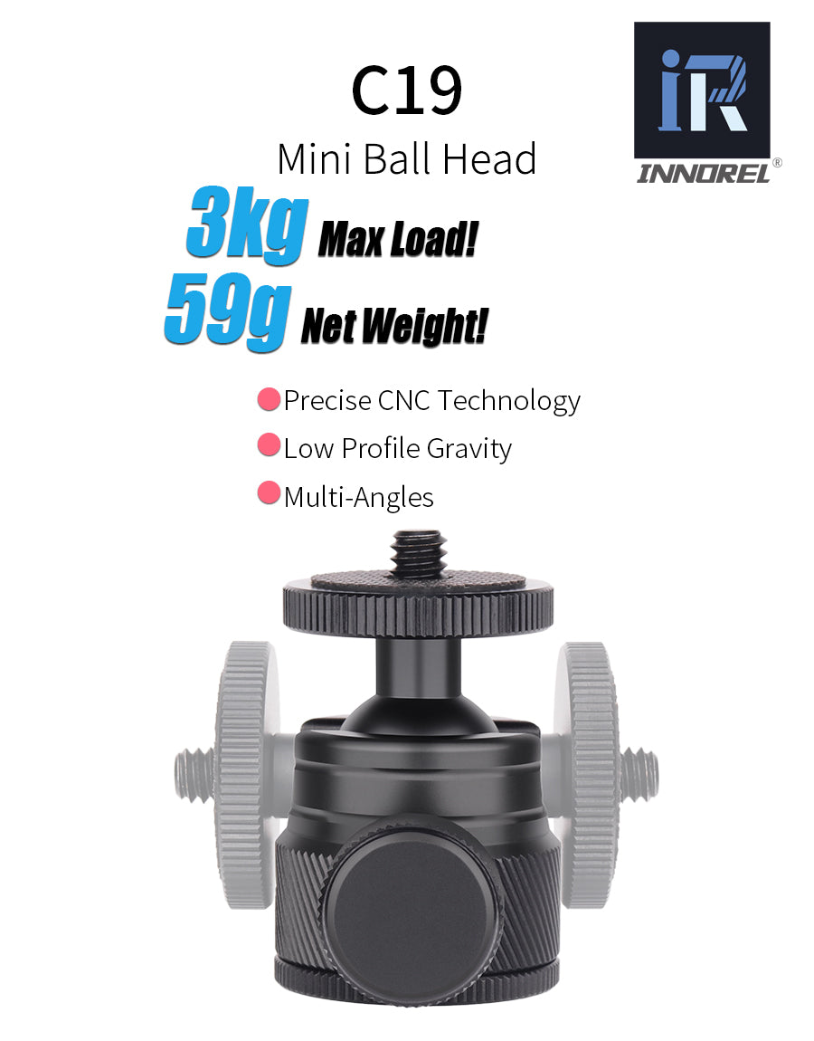 CNC Metal Low Profile Mini Ballhead INNOREL C19