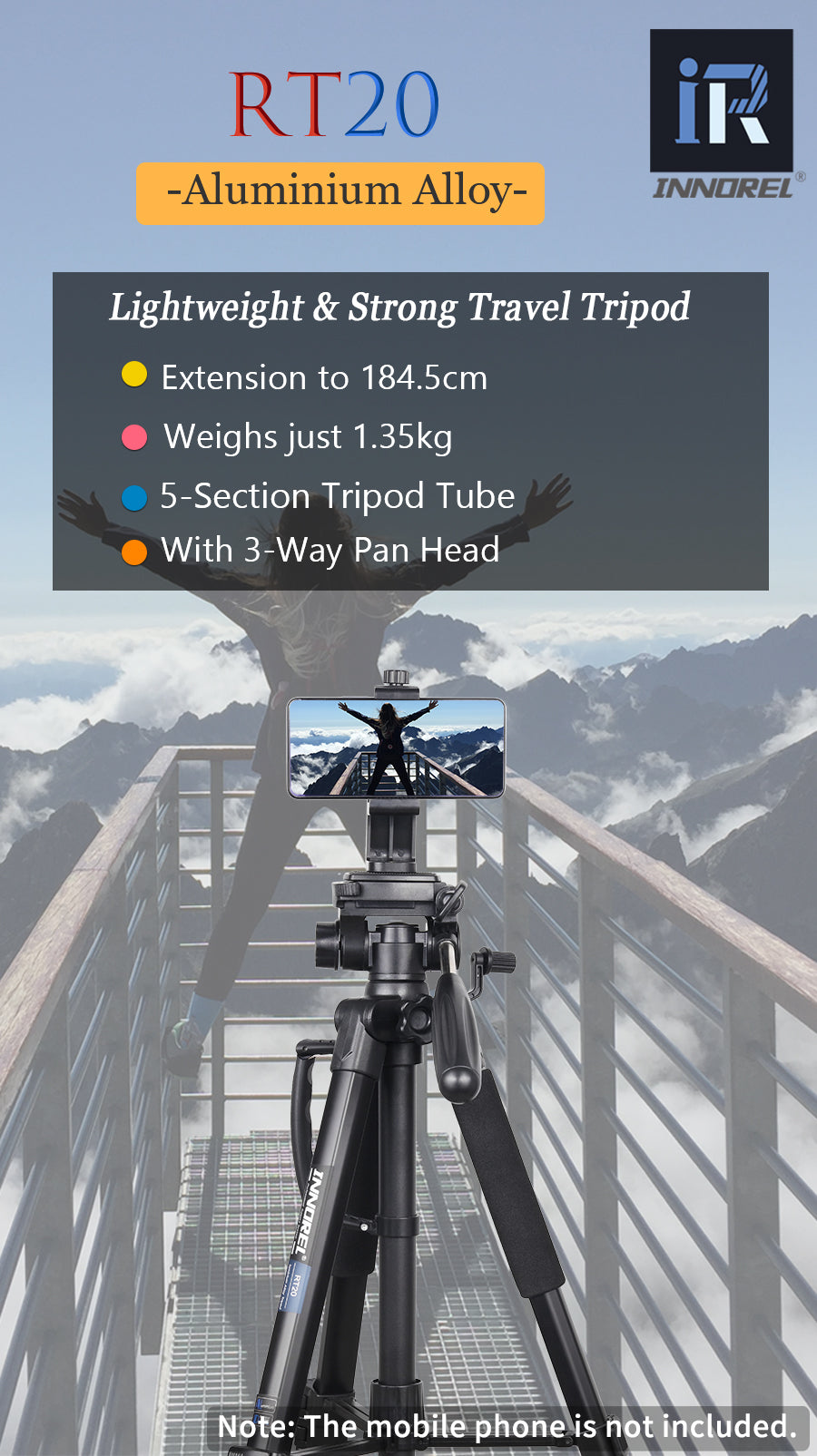 Travel Aluminum Camera Tripod INNOREL RT20