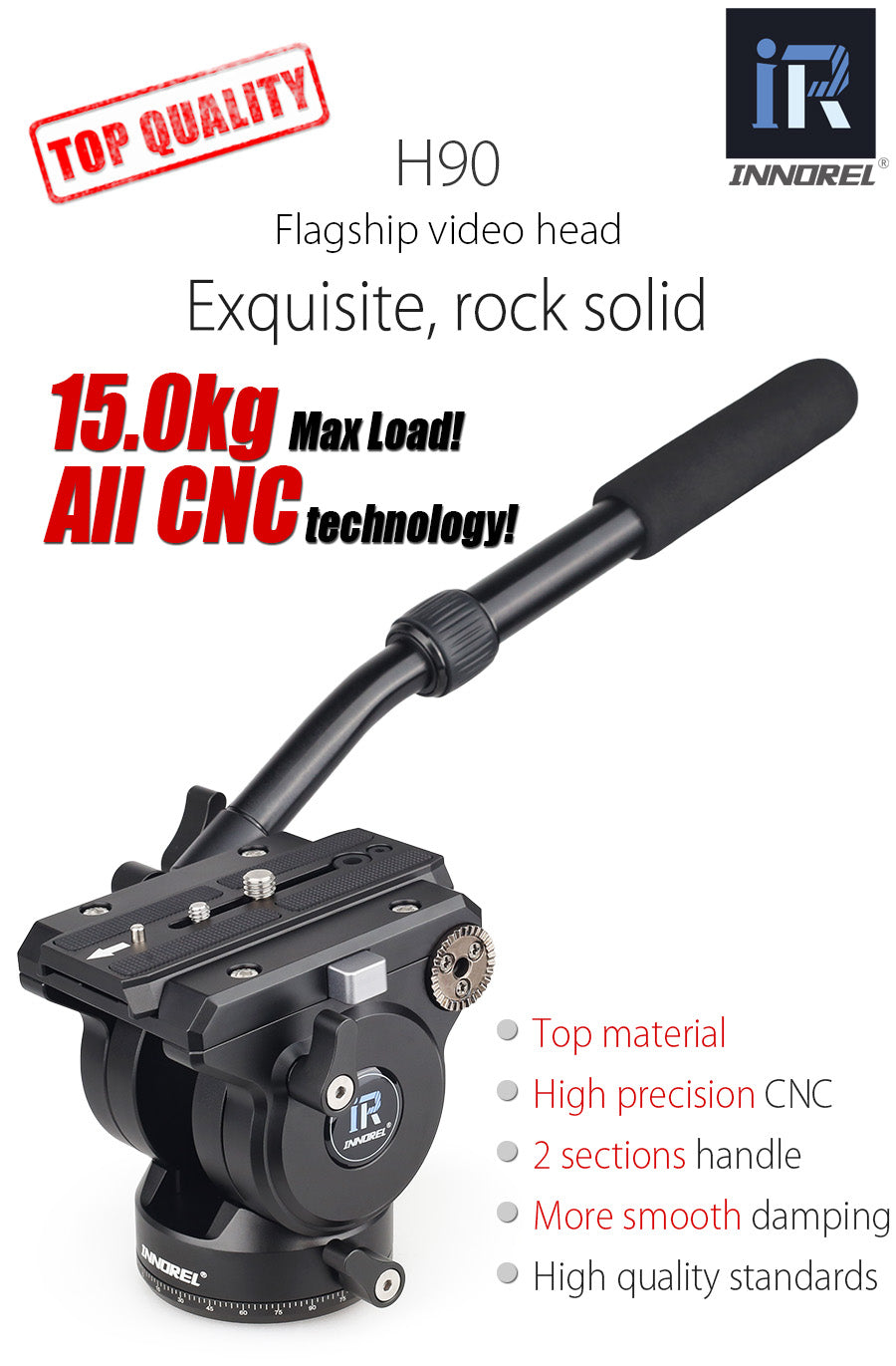 Video Fluid Head Tripod Drag Pan Head INNOREL H90