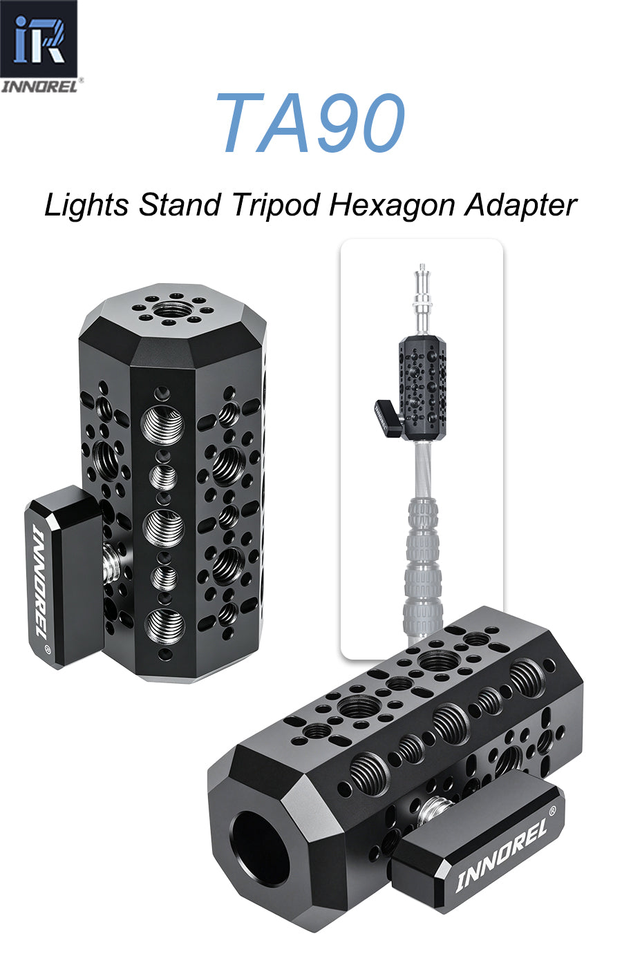 INNOREL TA90 Lights Stand Tripod Hexagon Adapter for Expand Interface