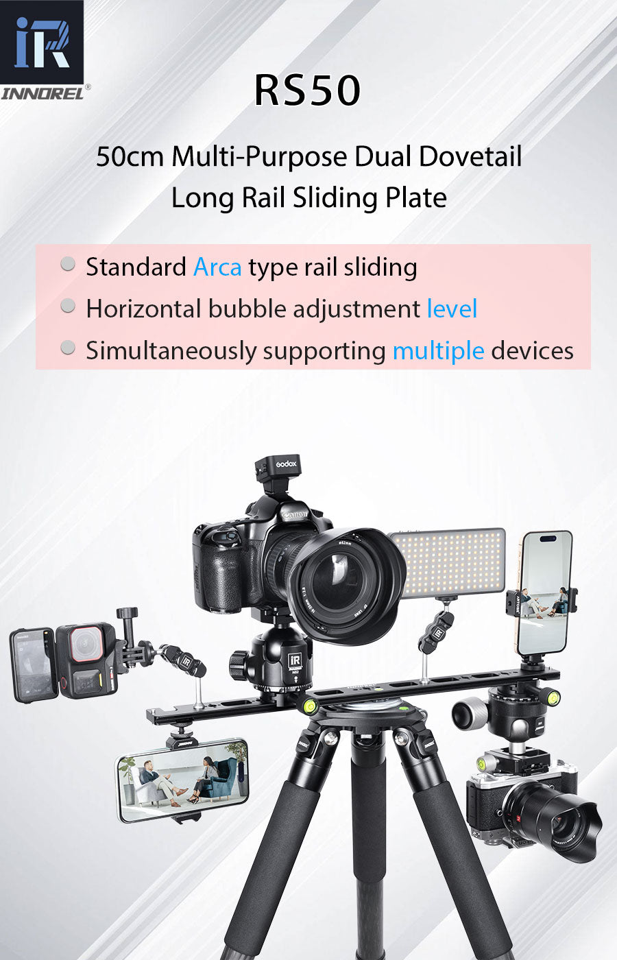 RS50 500mm Multi-Purpose Dual Dovetail Long Quick Release