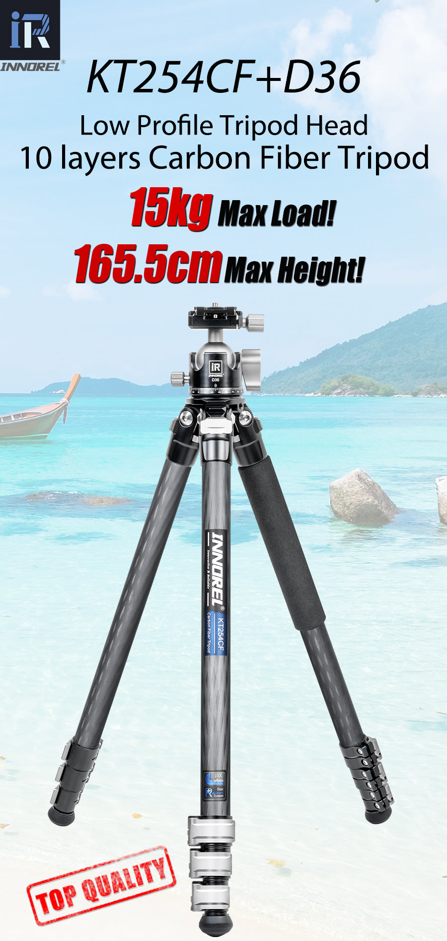 Carbon Fiber Fast Flip Buckle Tripod INNOREL KT254CF