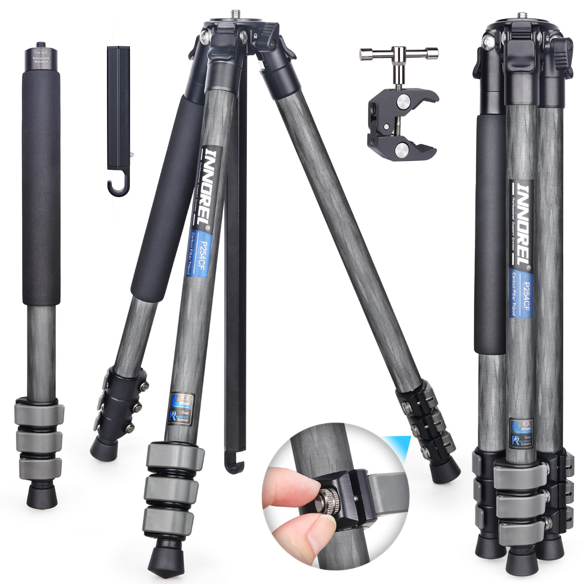 2-in-1 Carbon Fiber Travel Tripod INNOREL P254CF