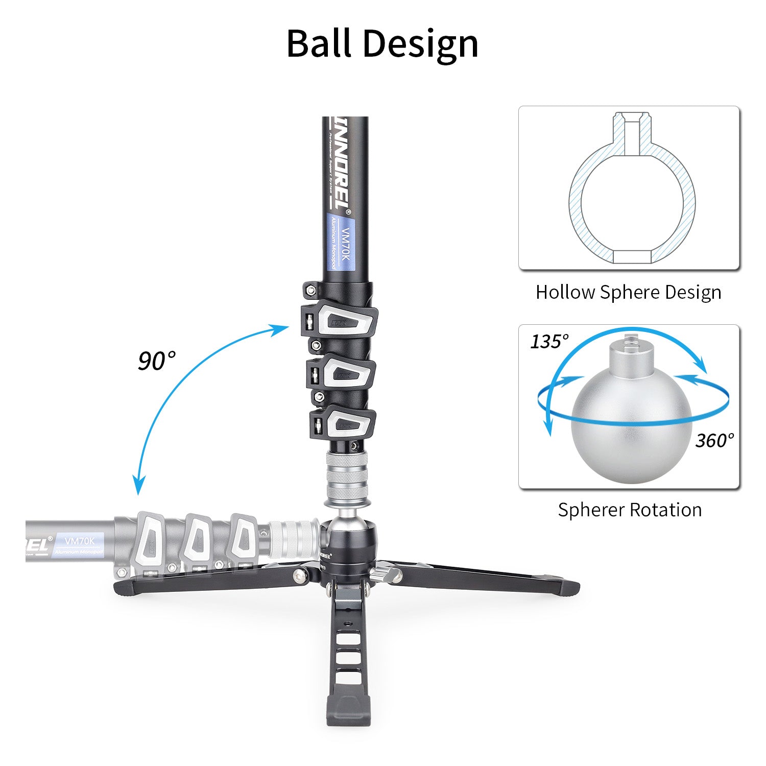 Europe Used Professional Video Travel Monopod Kit-INNOREL VM70K