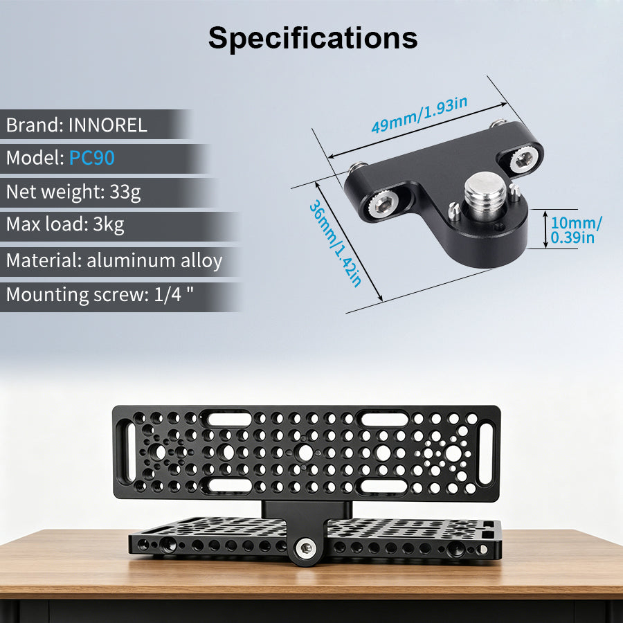 INNOREL PC90/PC180 Multi Cheese Plate with ARRI Locating Pin & Mount Adapter