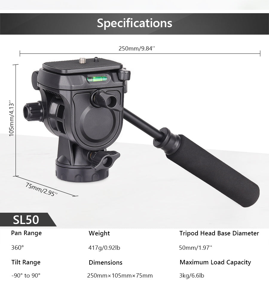 INNOREL SL50 Video Fluid Tripod Head Max Load 3kg