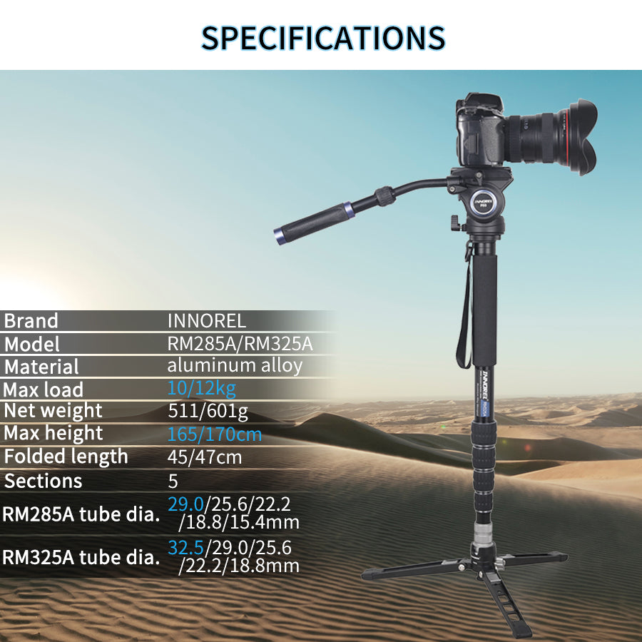 5-Section Aluminum Alloy Monopod INNOREL RM285A/RM325A
