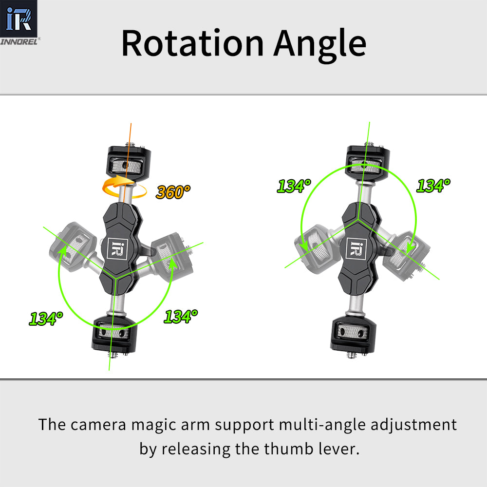 INNOREL M2 Articulating Magic Arm with 1/4"-20 Screw with Retractable Pins for Camera Display Screen Fill Light Max Load 5.5kg