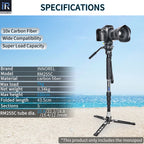INNOREL RM255C Professional Carbon Fiber Monopod for Canon Nikon Sony DSLR Camera Video Camcorder 5-Section Photography Bracket