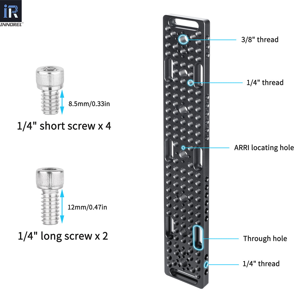 INNOREL CP3005 30*5cm Multi-Functional Cheese Plate,Switching Mounting Plate with Built-in ARRI Locating Holes for Camera Tripod