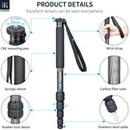 INNOREL RM255C Professional Carbon Fiber Monopod for Canon Nikon Sony DSLR Camera Video Camcorder 5-Section Photography Bracket