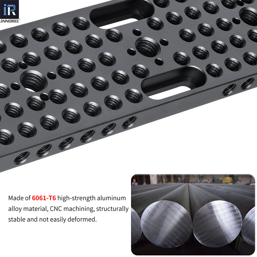 INNOREL CP3005 30*5cm Multi-Functional Cheese Plate,Switching Mounting Plate with Built-in ARRI Locating Holes for Camera Tripod