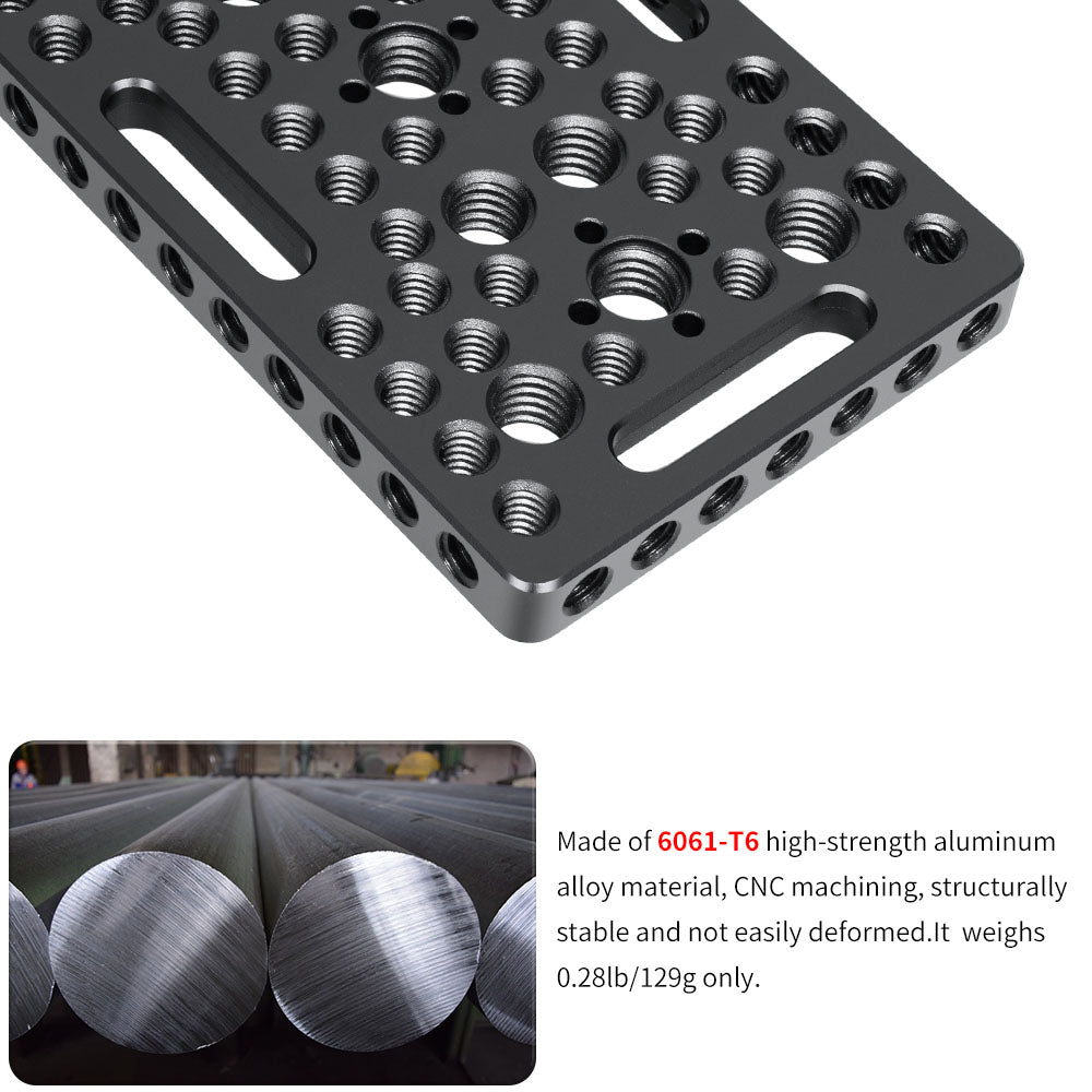 INNOREL CP1207 12*7cm Multi-Functional Cheese Plate with Built-in ARRI Locating Holes 1/4" & 3/8" Threads for Camera Cage Slider