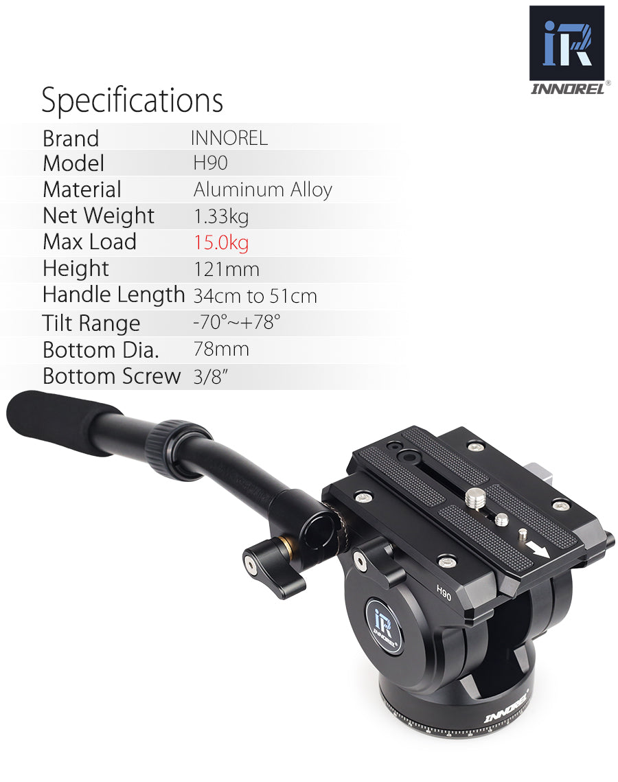 Video Fluid Head Tripod Drag Pan Head INNOREL H90