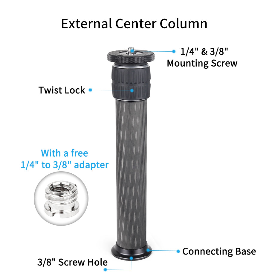 Colonne centrale pour trépied universel 10 couches en fibre de carbone INNOREL ER362C/ER402C
