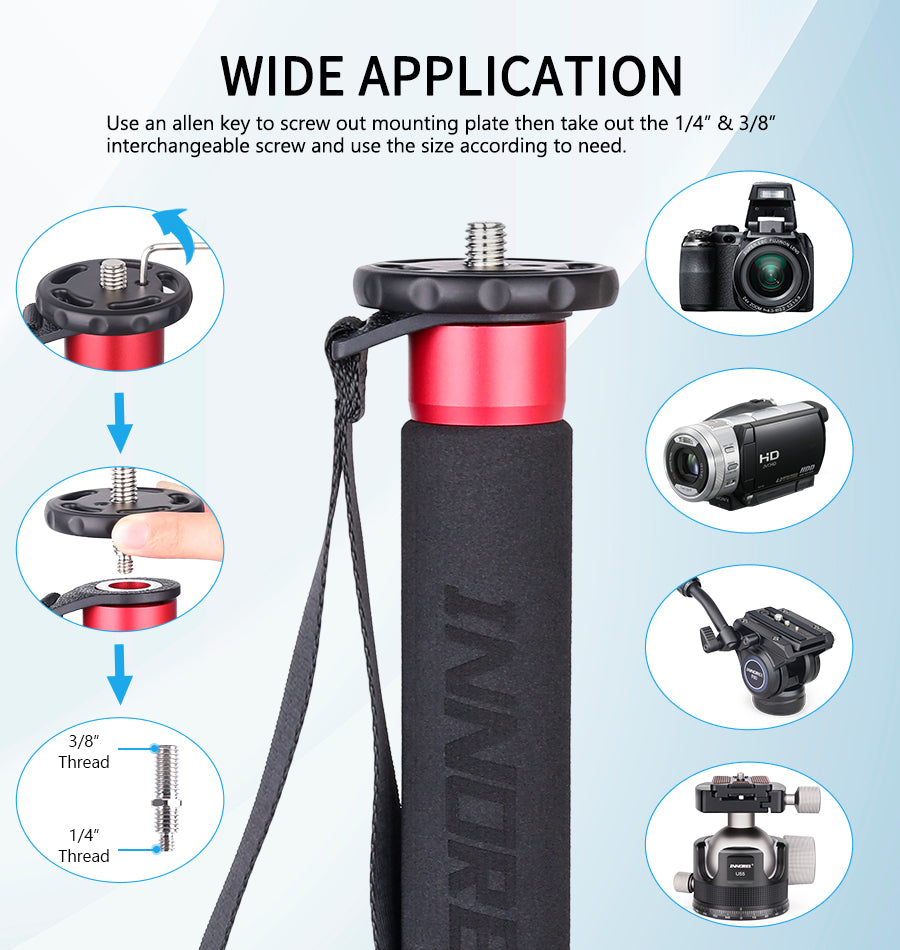 Carbon Fiber Camera Monopod with Fast Flip Lock INNOREL VM60C/VM80C
