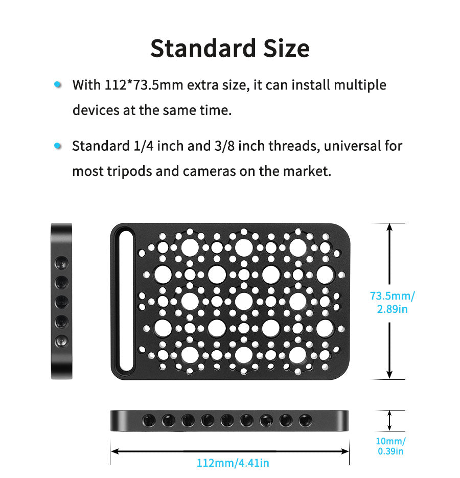 Multi-Functional Cheese Plate INNOREL CP1107 11*7cm Switching Mounting Plate with Built-in ARRI Locating Holes for Camera Tripod