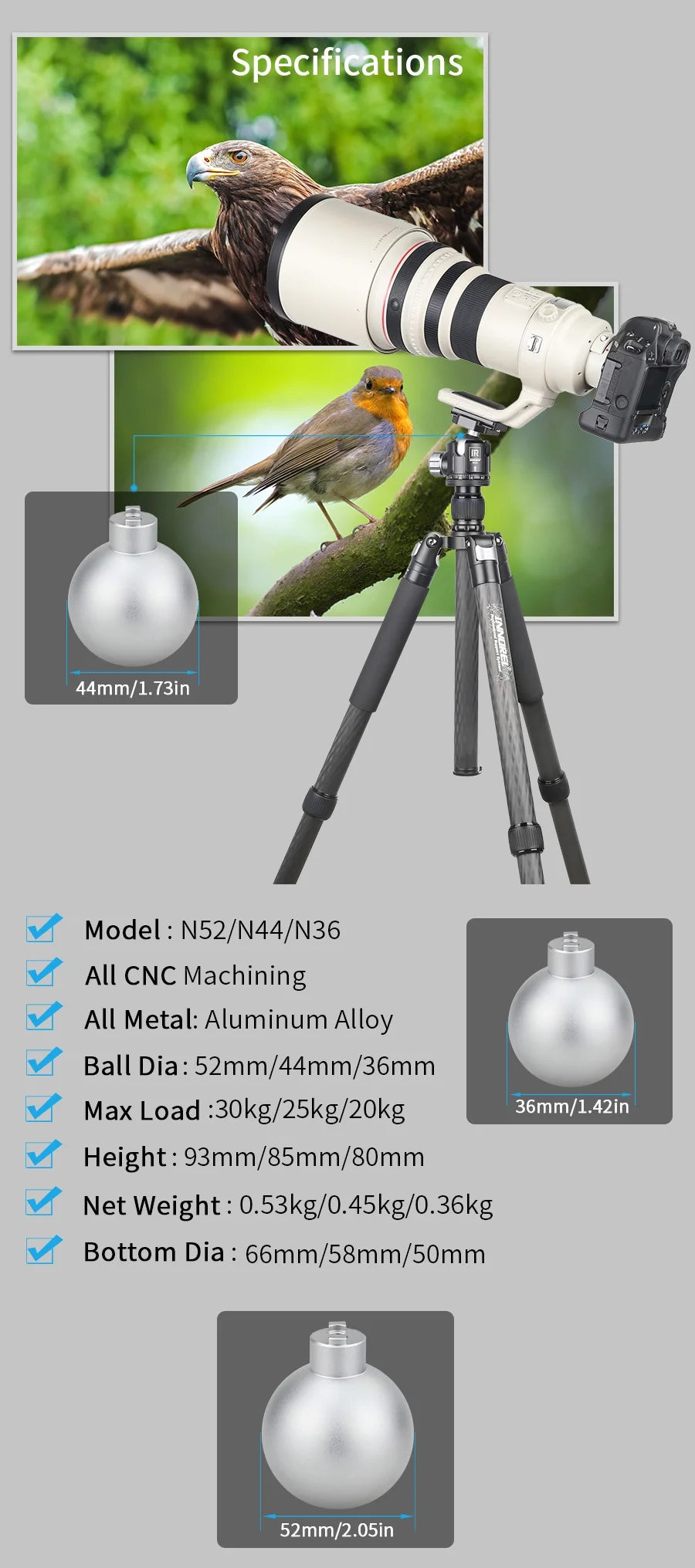 Tripod Ball Head INNOREL N52/N44/N36